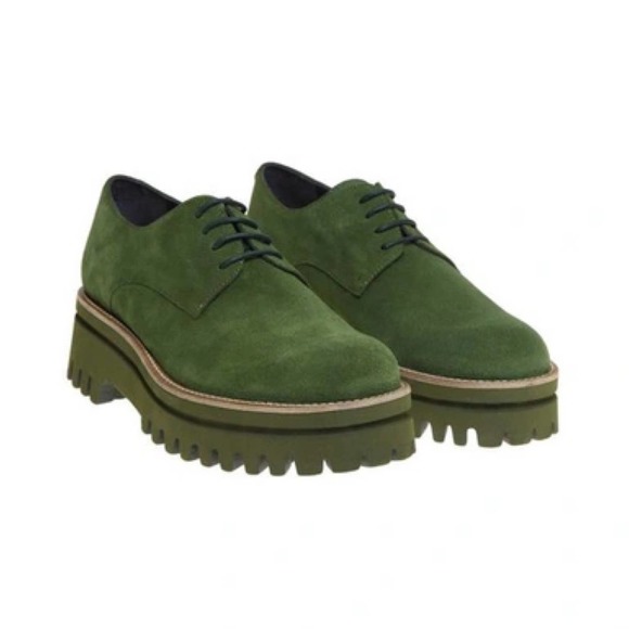 Paloma Barcelo Shoes - Paloma Barcelo Amagreen Green Suede Chunky Platform Loafers Shoes size 40